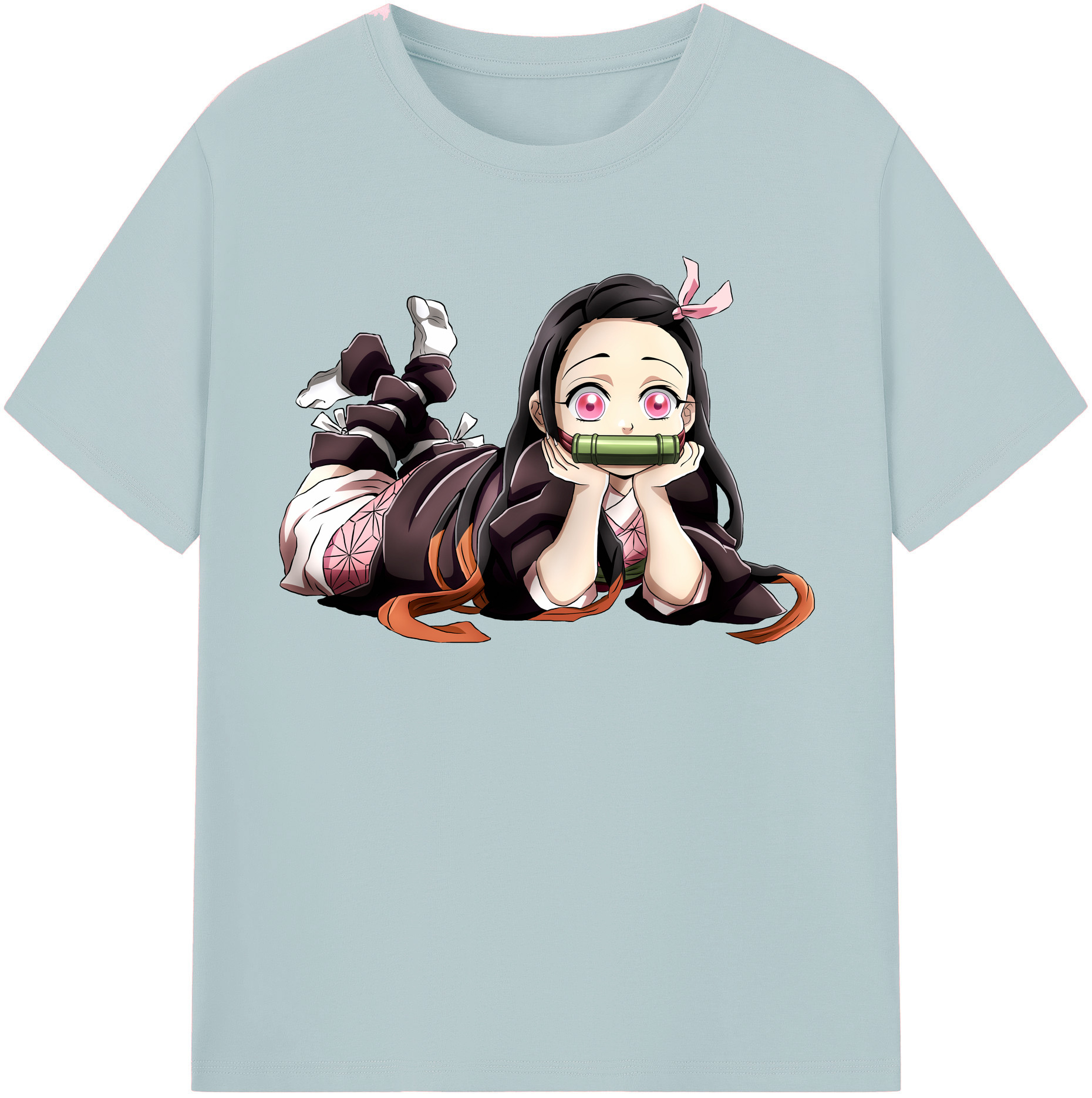 （画像用） 鬼滅の刃（きめつのやいば）竈門 禰󠄀豆子／かまど ねずこ Kamado Nezuko 綿100％半袖Tシャツ（フロントプリント）